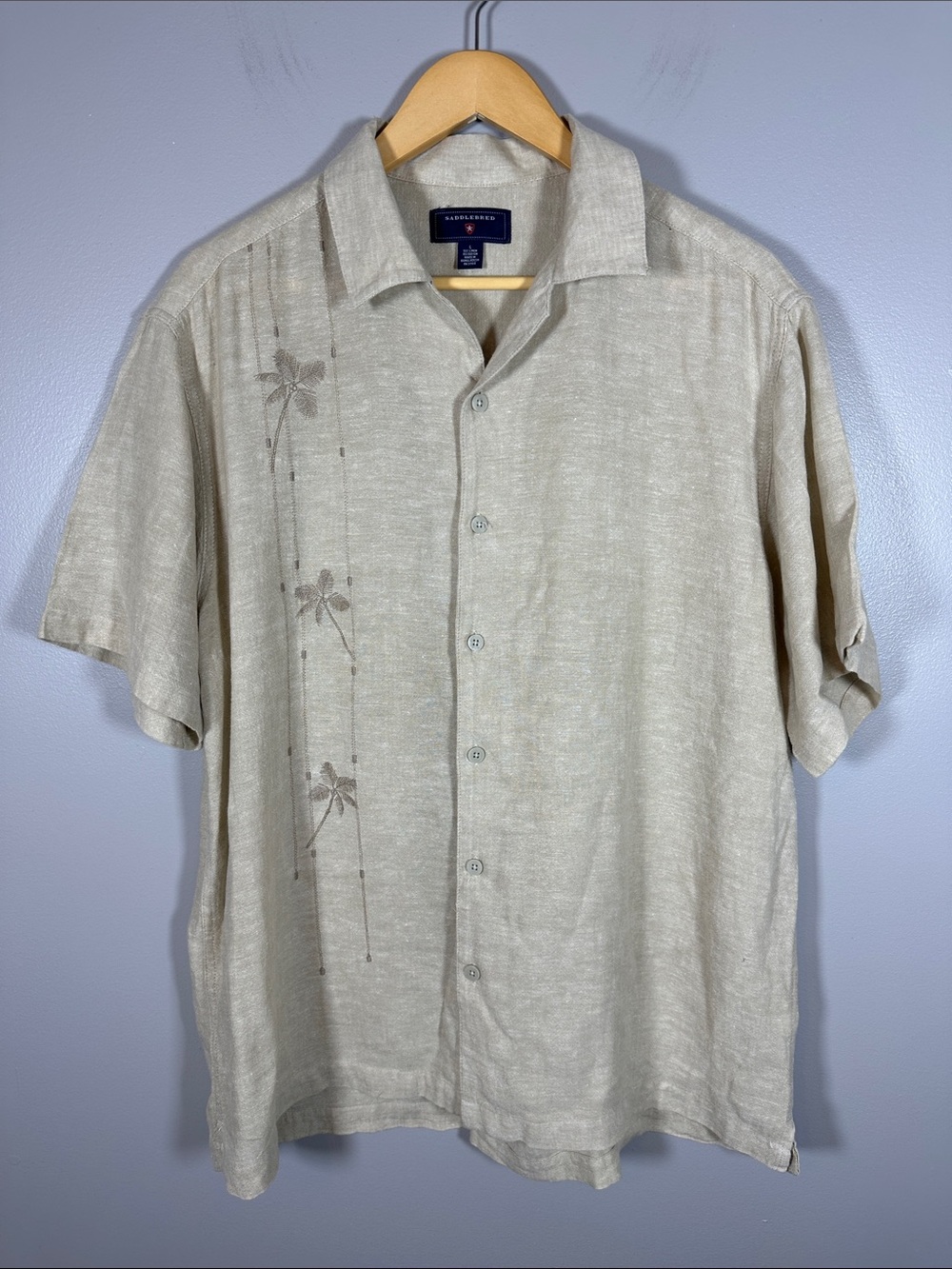 Saddlebred Men’s Camp Shirt Linen Blend Size Large